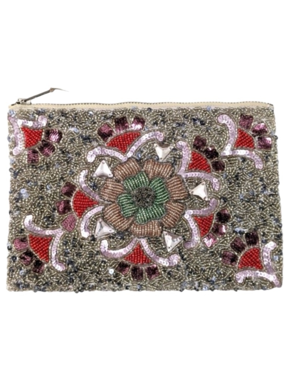FLORAL Beaded Gemstone Clutch Pouch Bag